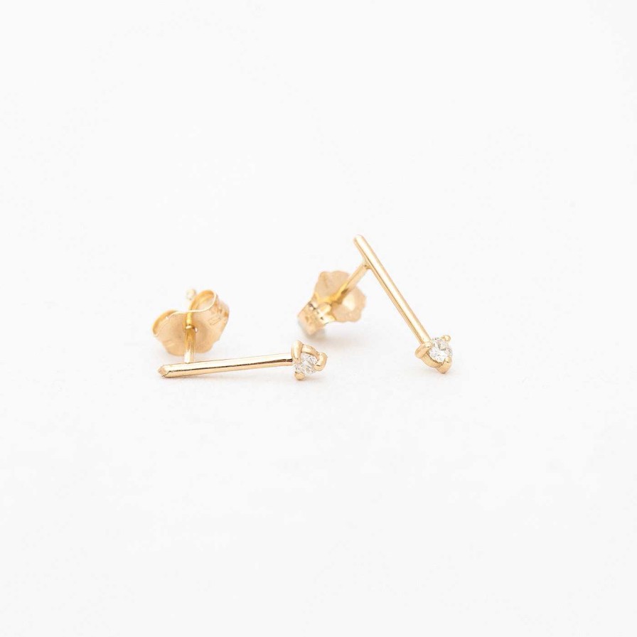 Earrings WWAKE | One Step Bar Diamond Earrings