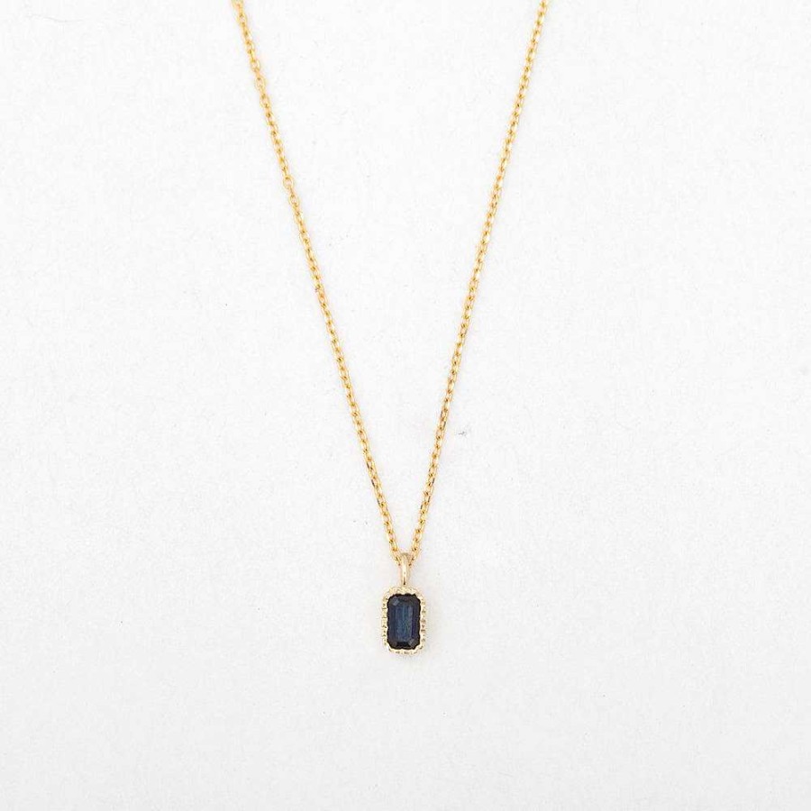 Necklaces And Pendants Jennie Kwon | Emerald Cut Blue Sapphire Wisp Necklace