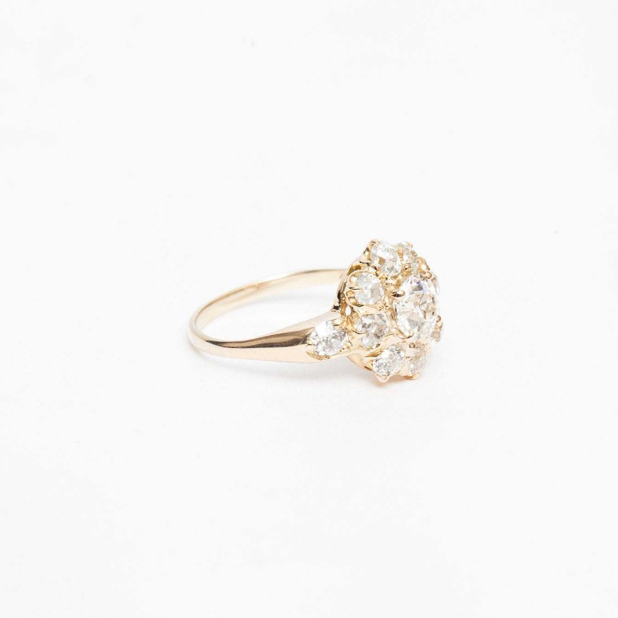 Rings Estate Jewelry | 2.26 Ctw Victorian Flower Halo Ring