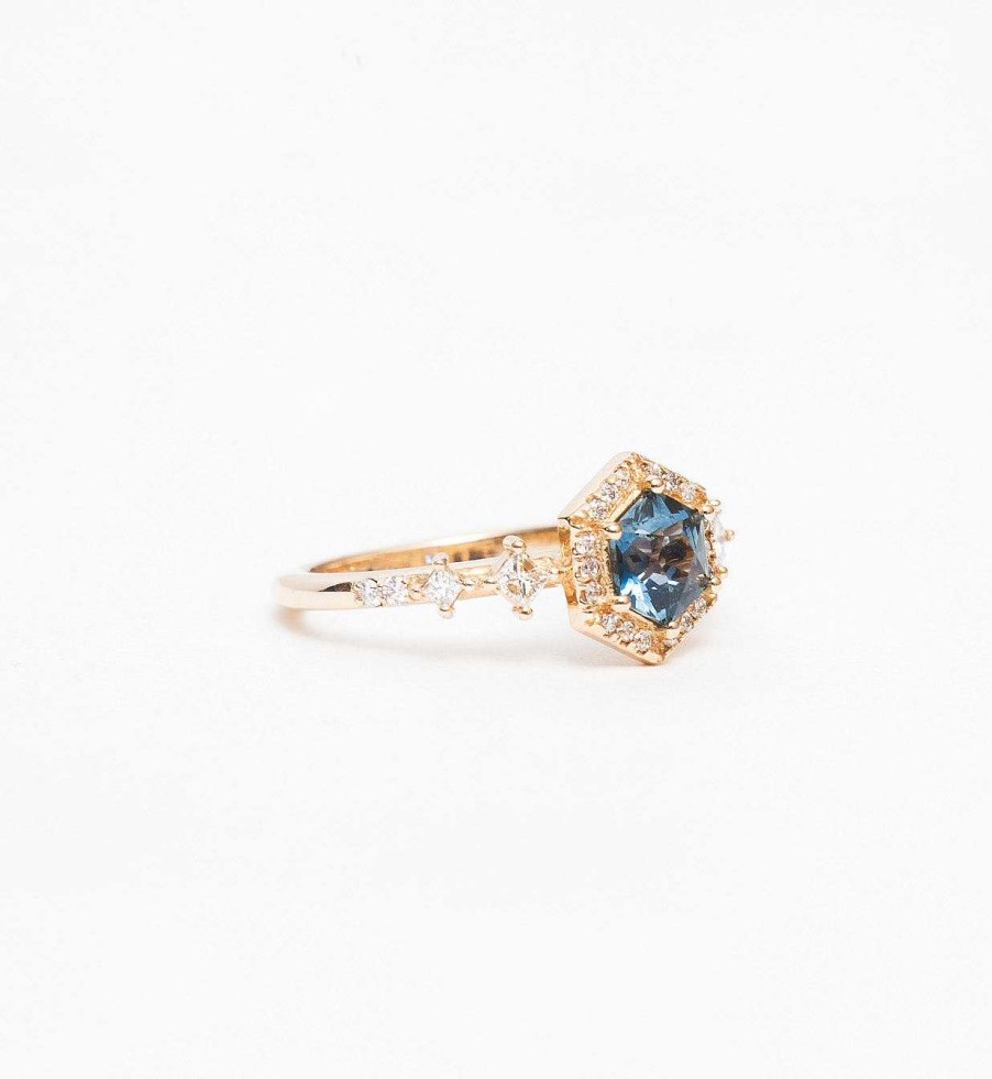 Rings Porter Gulch | Hexagon Sapphire Camille Halo Ring