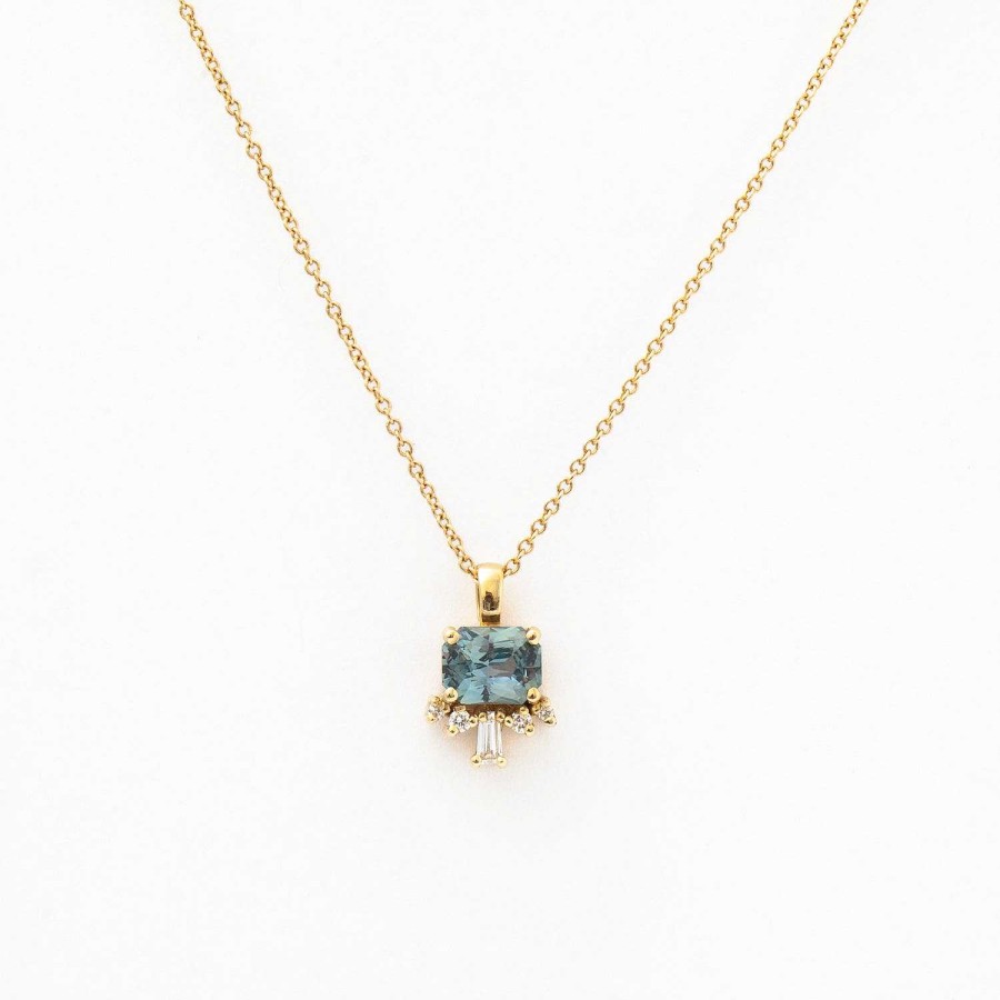 Necklaces And Pendants Porter Gulch | 1.32 Ct Light Teal Radiant Sapphire Lucy Pendant Necklace