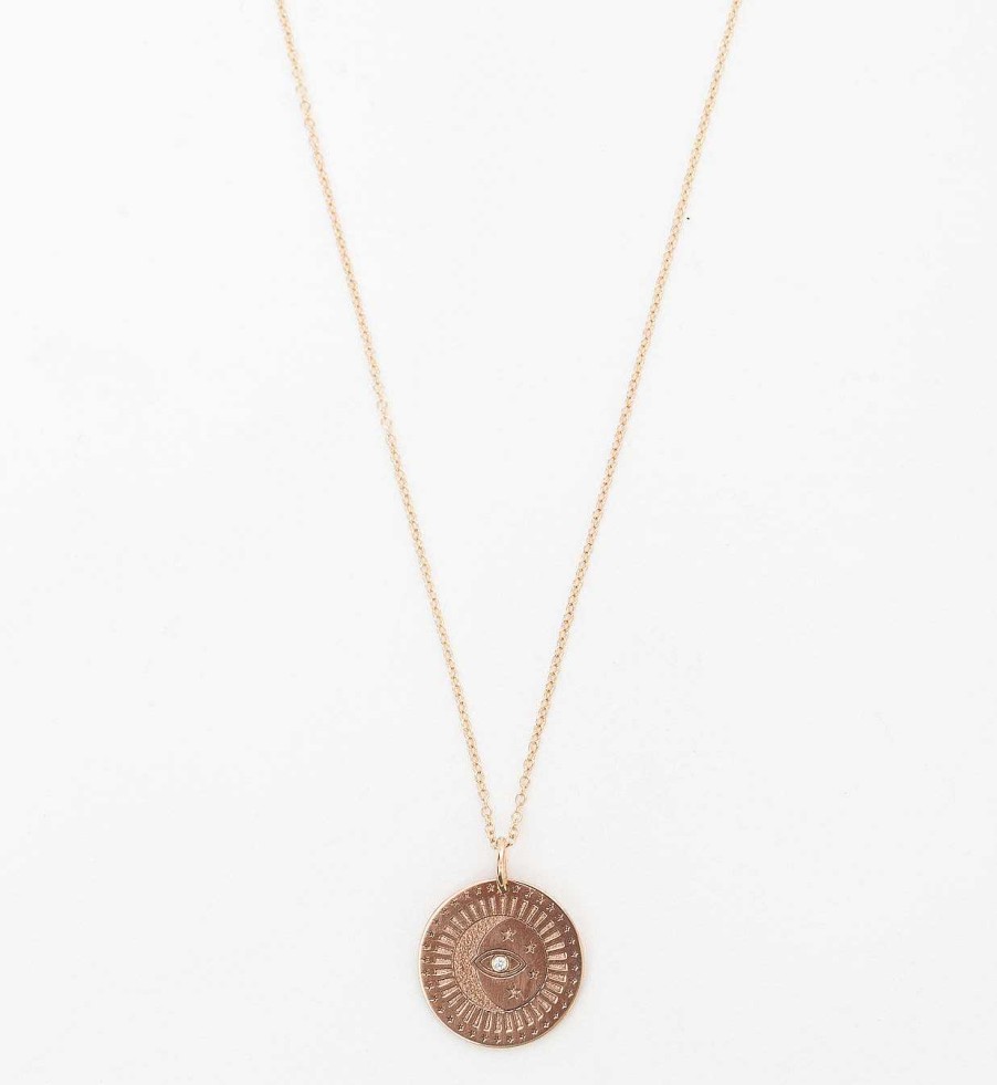 Necklaces And Pendants Zoe Chicco | Small Celestial Protection Medallion Necklace