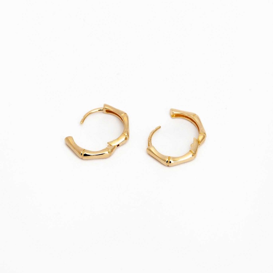 Earrings Zoe Chicco | Bamboo Hinged Huggie Hoops