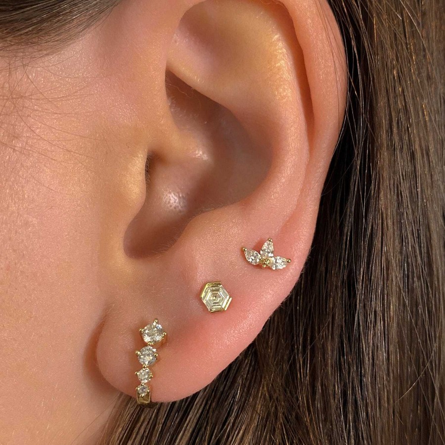 Earrings Adina Reyter | Paris Diamond Half Flower Posts