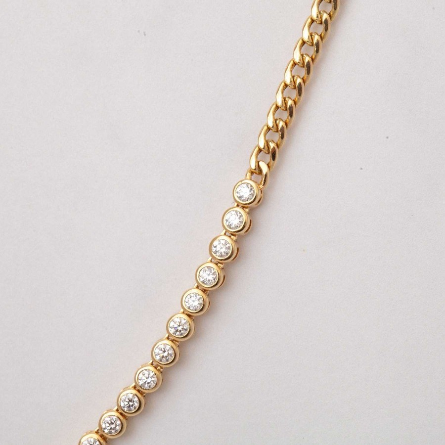 Necklaces And Pendants Zoe Chicco | Diamond Bezel Tennis Segment Small Curb Chain Necklace