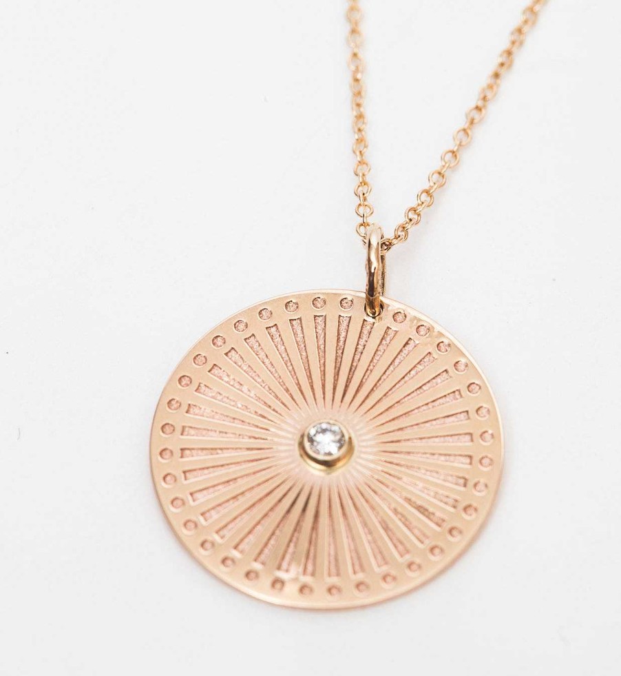 Necklaces And Pendants Zoe Chicco | Medium Sunbeam Medallion Necklace