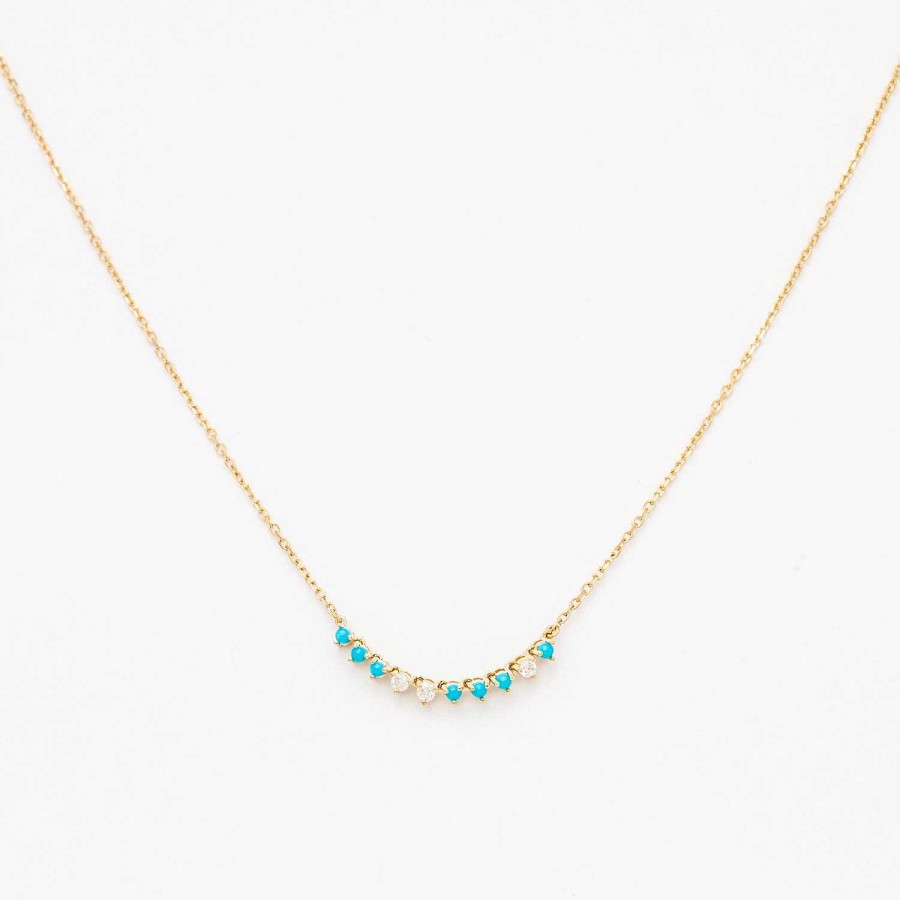 Necklaces And Pendants Adina Reyter | Diamond And Turquoise Rounds Chain Necklace