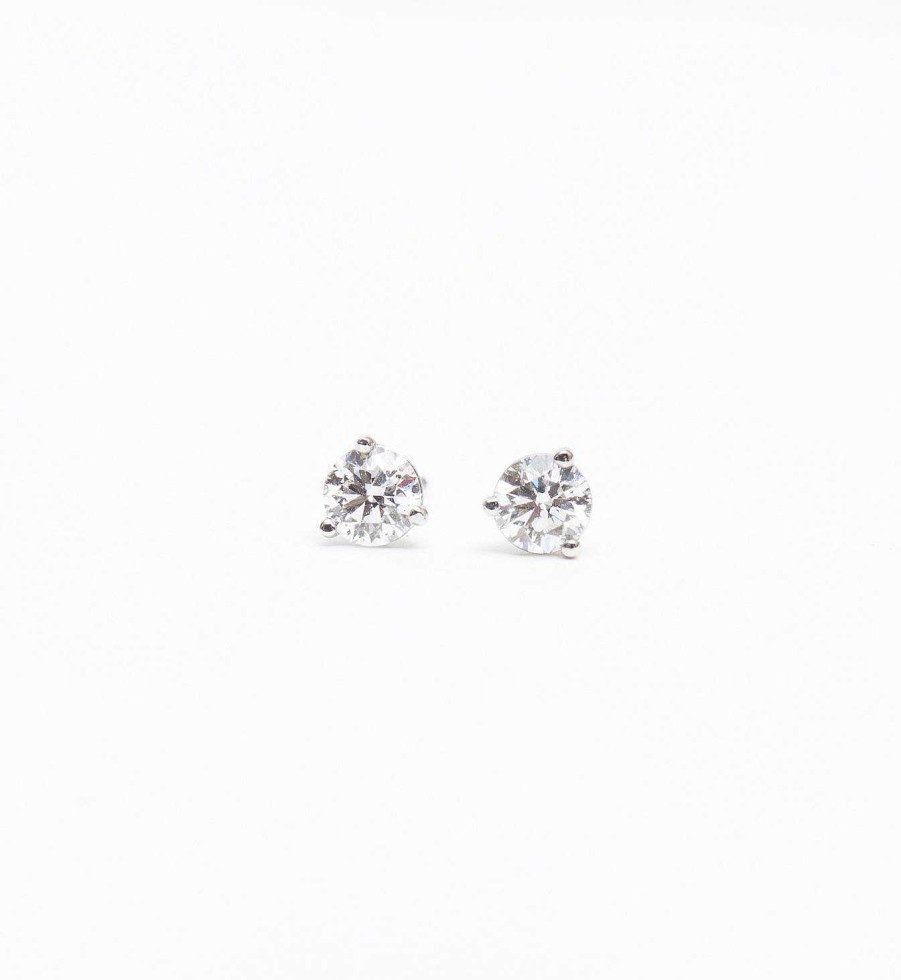 Earrings No.3 | White Gold 0.50 Ctw Three-Prong Diamond Studs