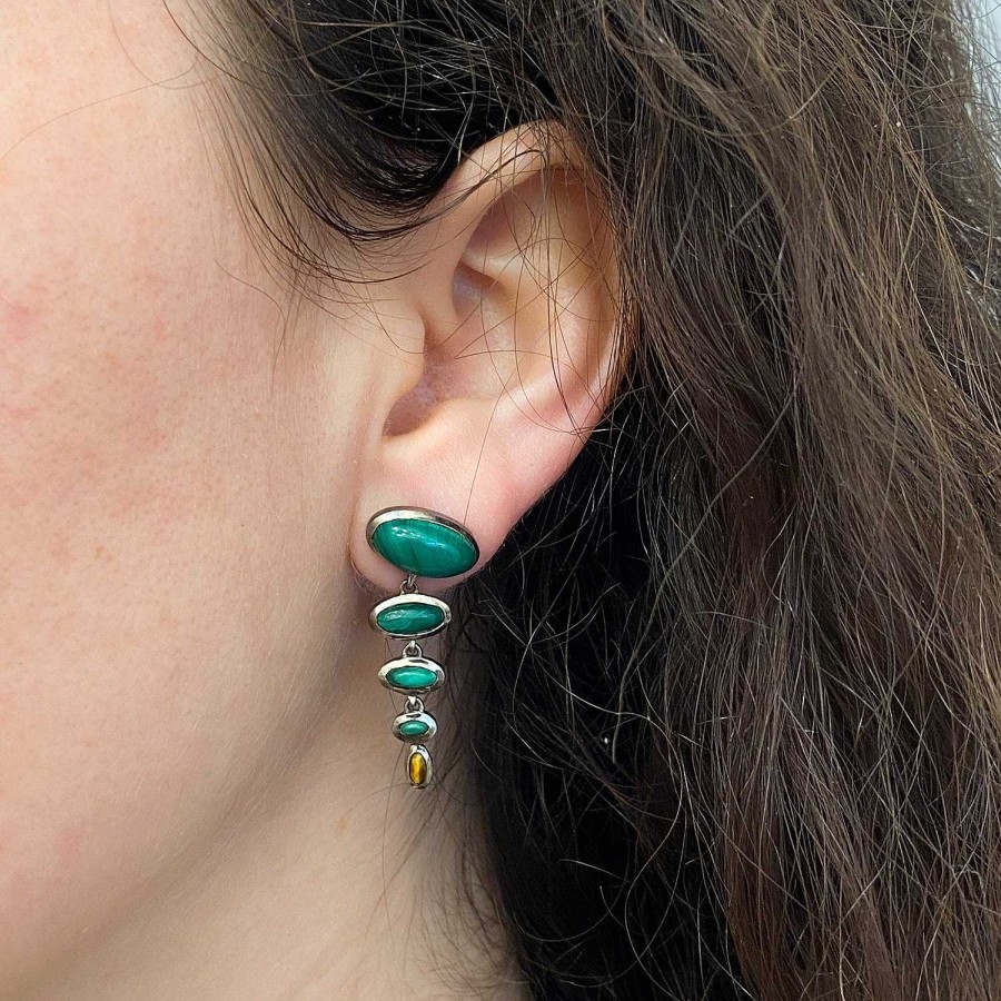 Earrings NAKARD | Malachite & Tiger'S Eye Totem Earrings