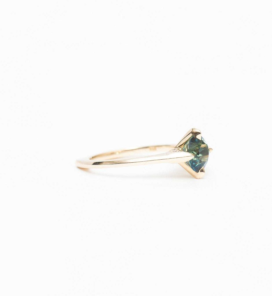 Rings Bliss Lau | Blue-Green Sapphire Minimalist Rise Ring