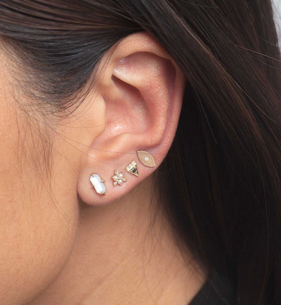 Earrings Jennie Kwon | Black Diamond Deco Point Triangle Stud