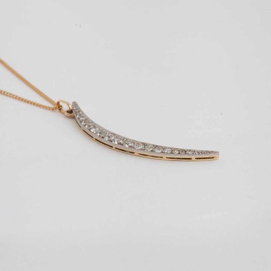 Necklaces And Pendants Estate Jewelry | Diamond Crescent Pendant Necklace