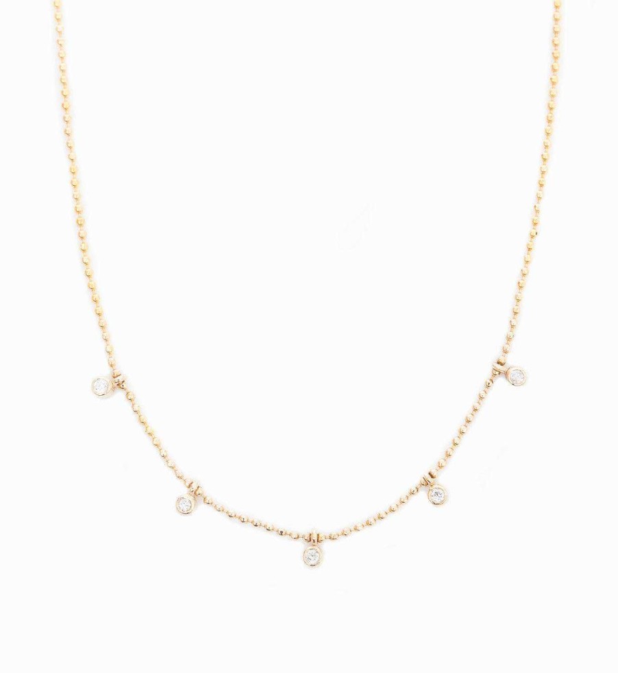 Necklaces And Pendants Zoe Chicco | Tiny Dangling Diamonds Necklace