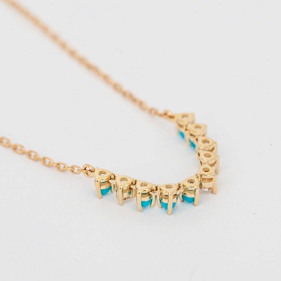 Necklaces And Pendants Adina Reyter | Diamond And Turquoise Rounds Chain Necklace