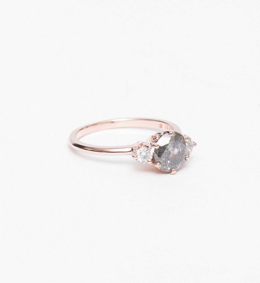 Rings Anna Sheffield | Grey Diamond Hazeline Three Stone Ring