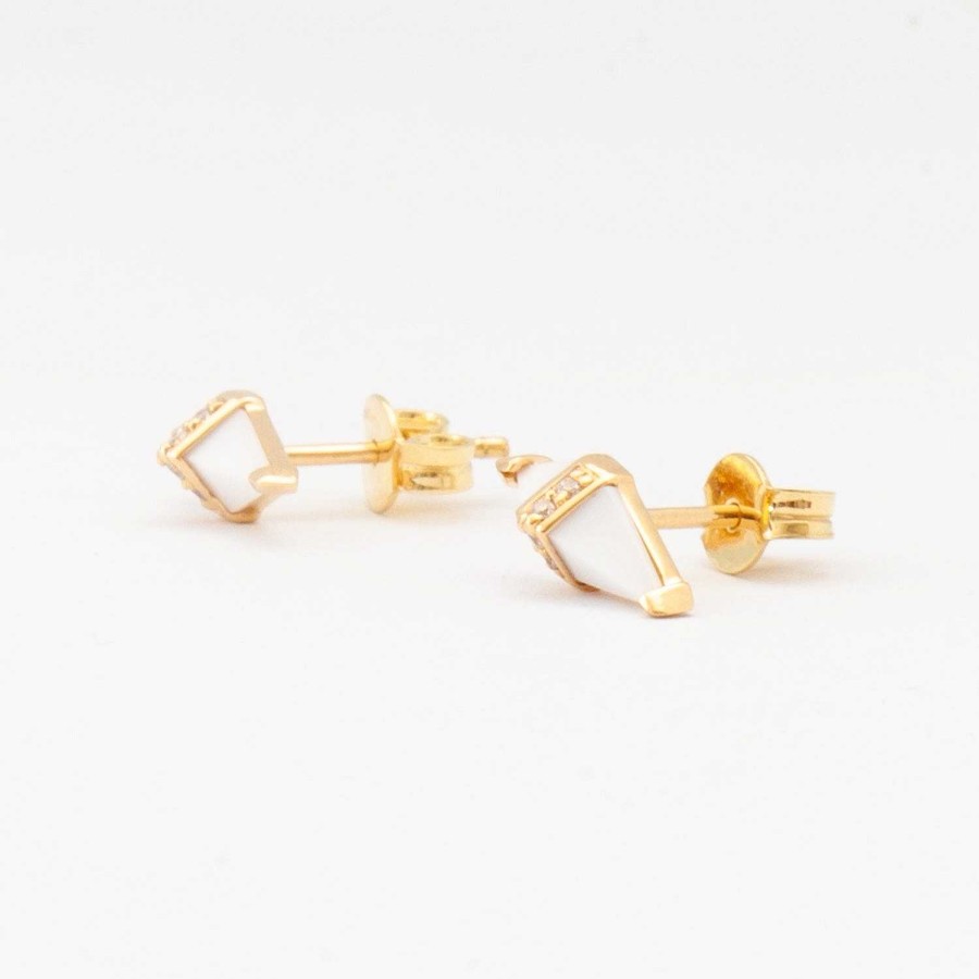 Earrings Sorellina | White Onyx & Diamond Pietra Studs