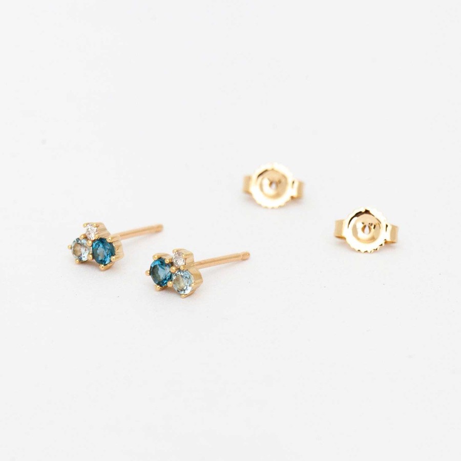 Earrings Adina Reyter | Topaz, Aquamarine, & Diamond Trio Bubbles Studs