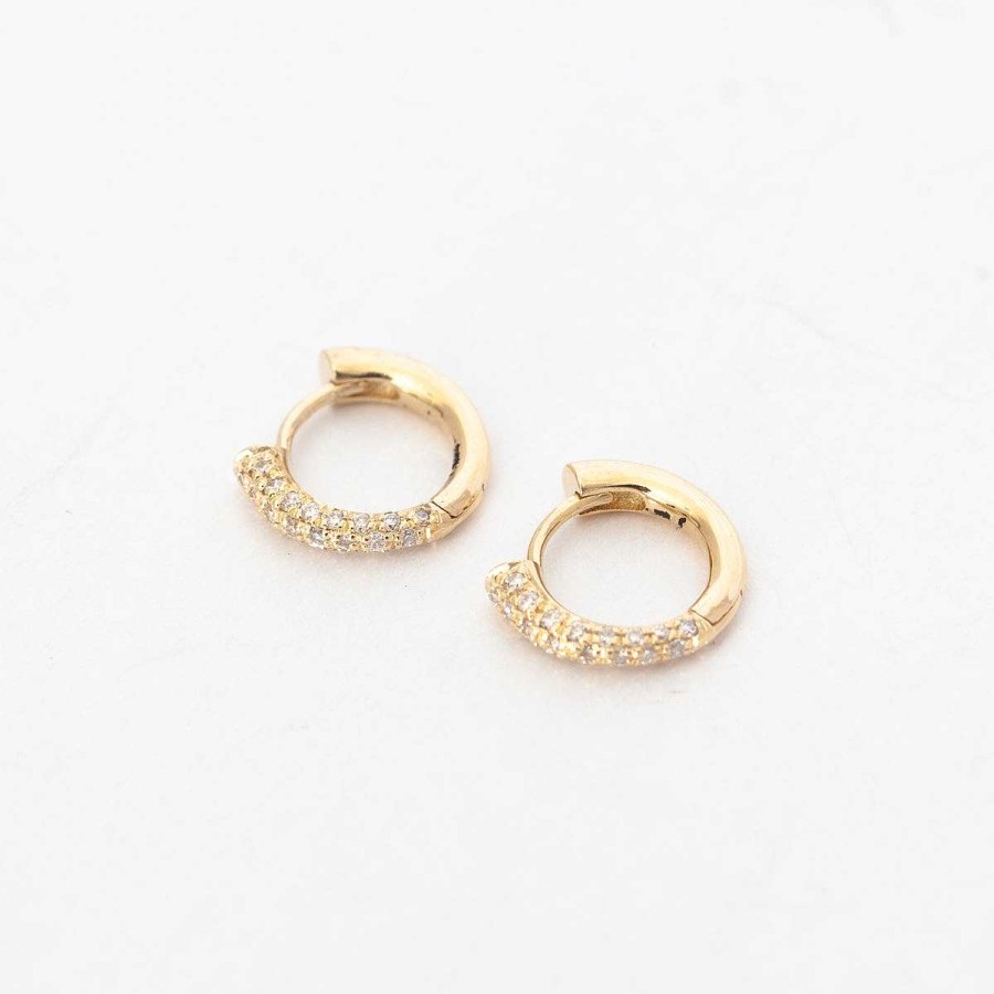 Earrings Gabriela Artigas | Colmillo Half White Pav Diamond Huggies