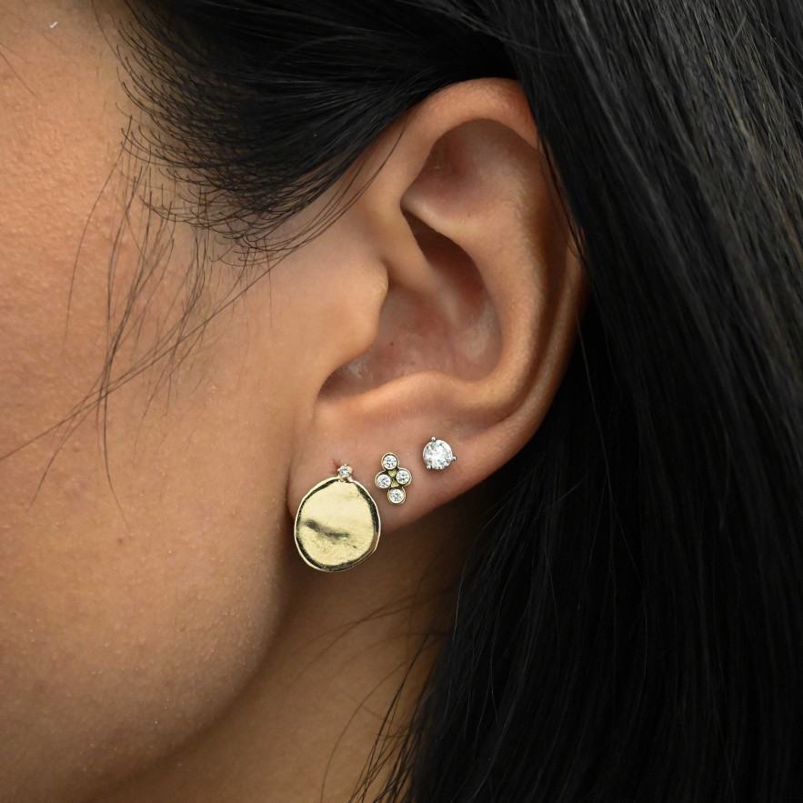 Earrings WWAKE | Xl Disc Studs With Diamonds