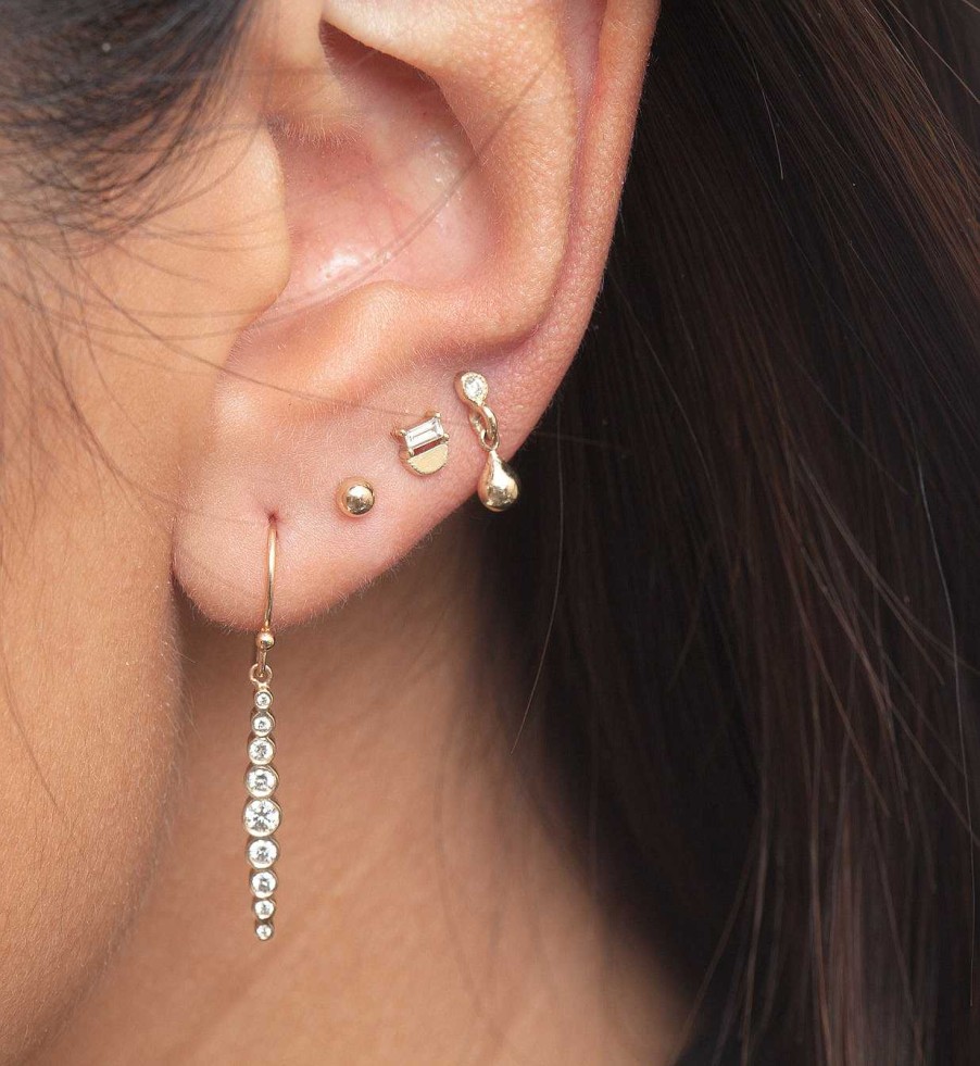 Earrings Jennie Kwon | Baguette Half Moon Stud