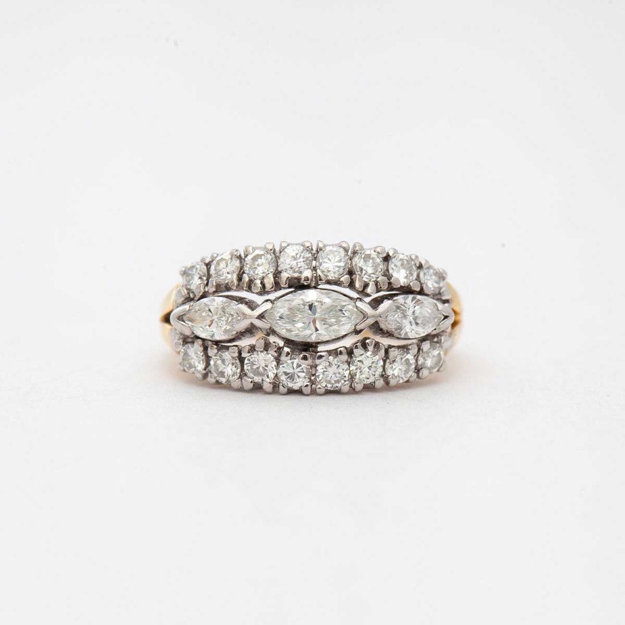 Rings Estate Jewelry | Marquise Diamond Three-Row Band