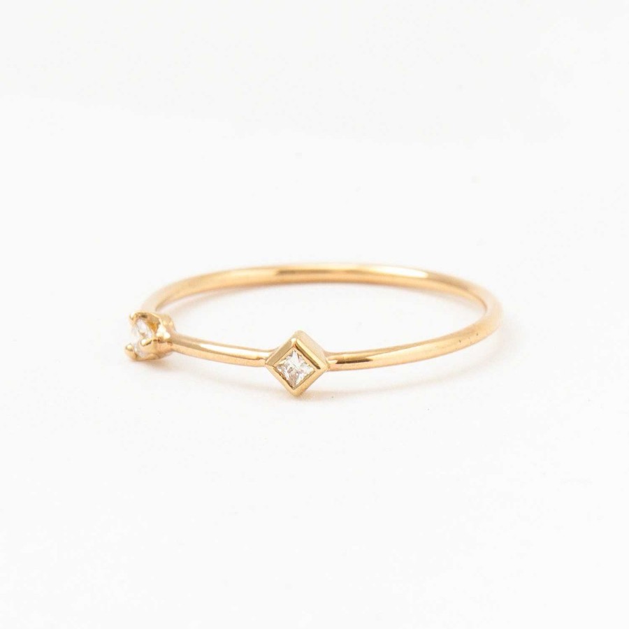 Rings Zoe Chicco | Princess & Round Diamond Thin Band Ring