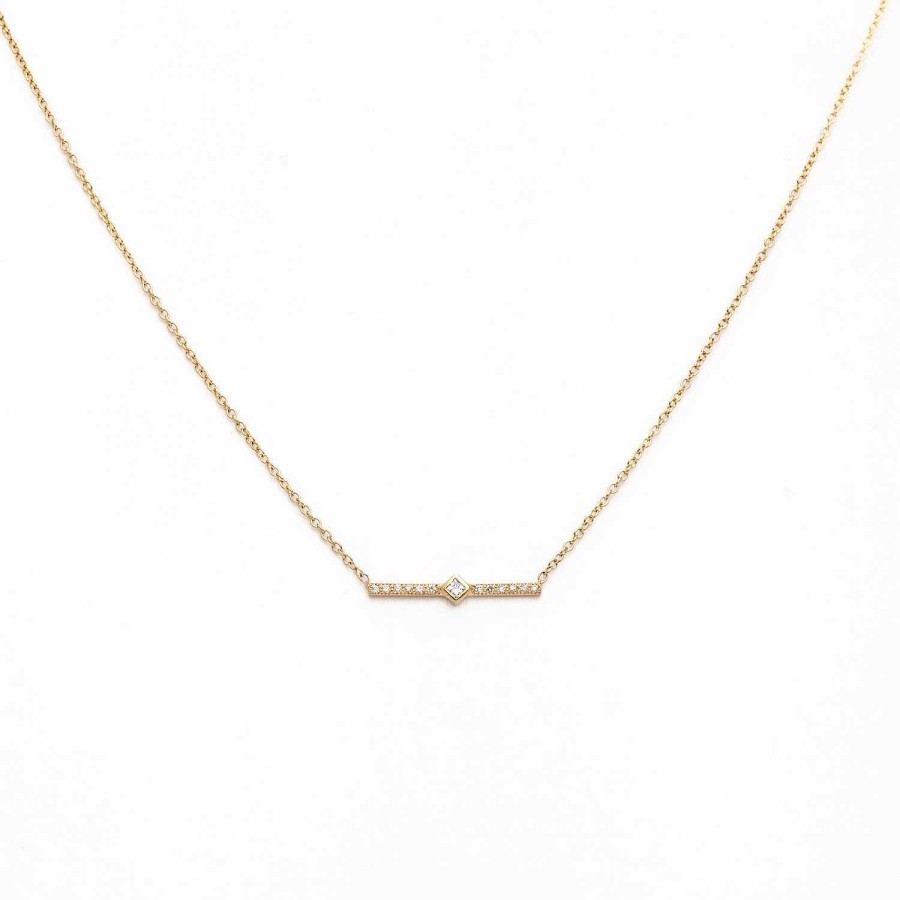 Necklaces And Pendants Zoe Chicco | Princess Diamond & Pav Bar Necklace