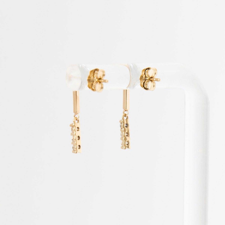 Earrings Zoe Chicco | Pav Drop Bar Earrings