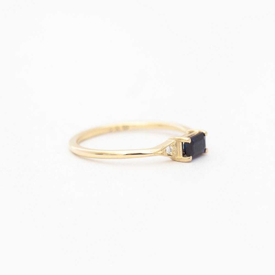 Rings Jennie Kwon | Emerald-Cut Blue Sapphire Deco Ring