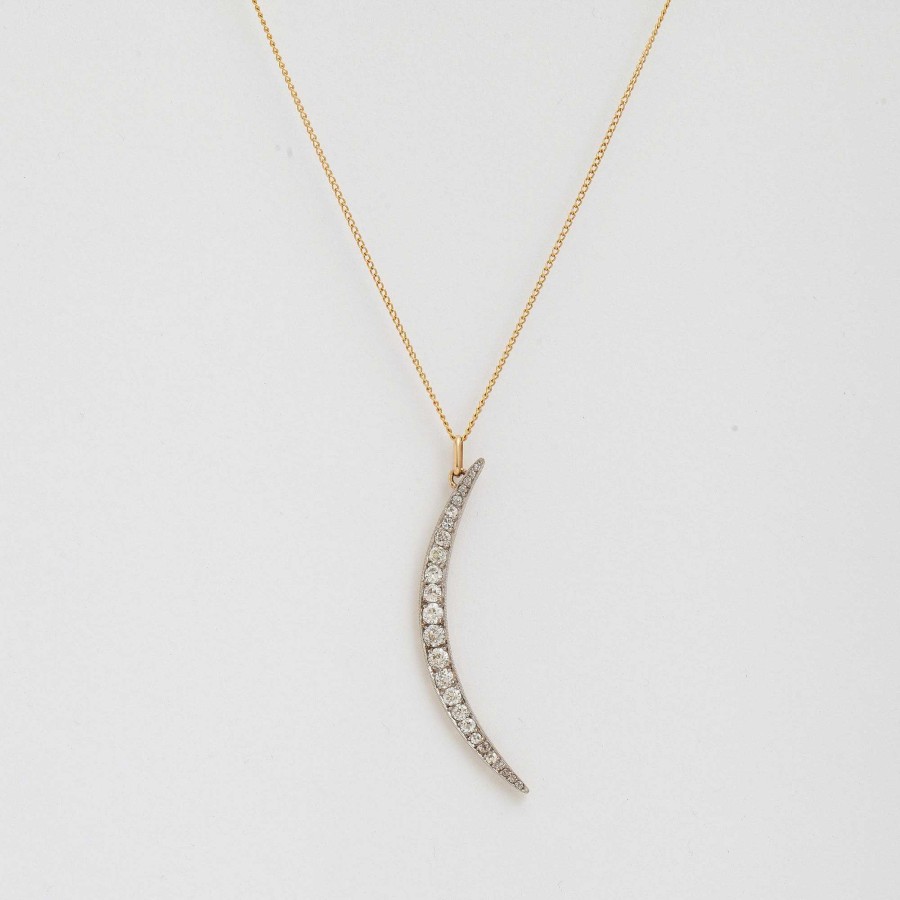 Necklaces And Pendants Estate Jewelry | Diamond Crescent Pendant Necklace