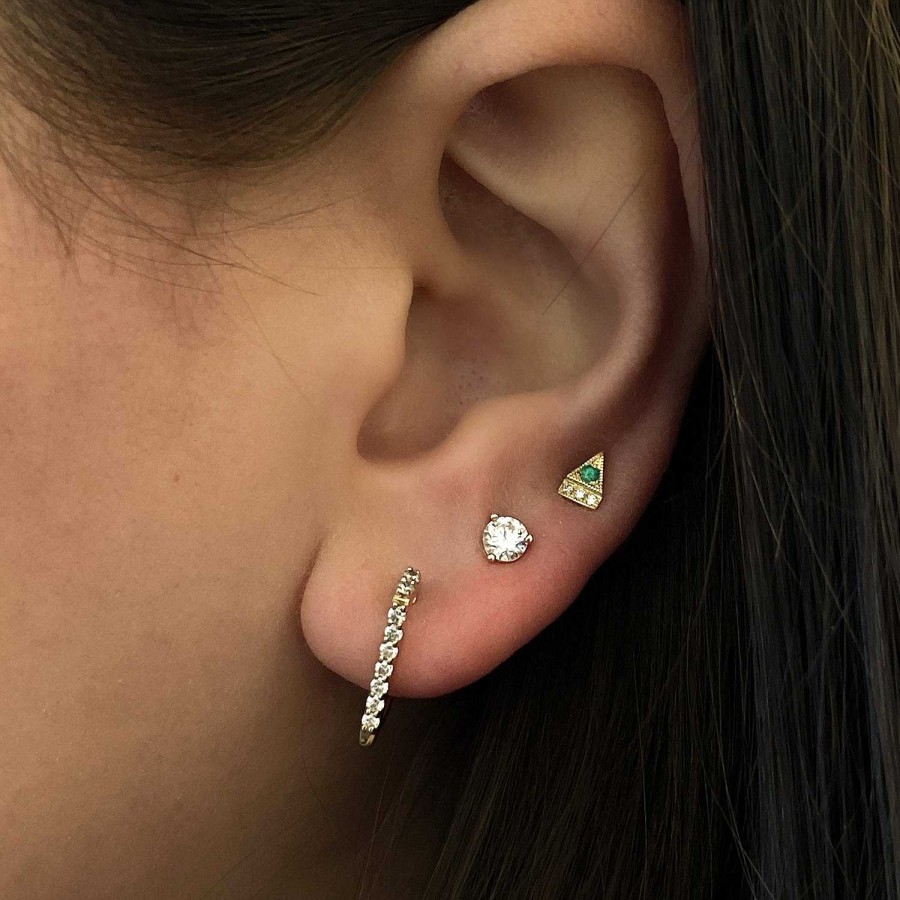 Earrings Jennie Kwon | Emerald Deco Point Triangle Stud