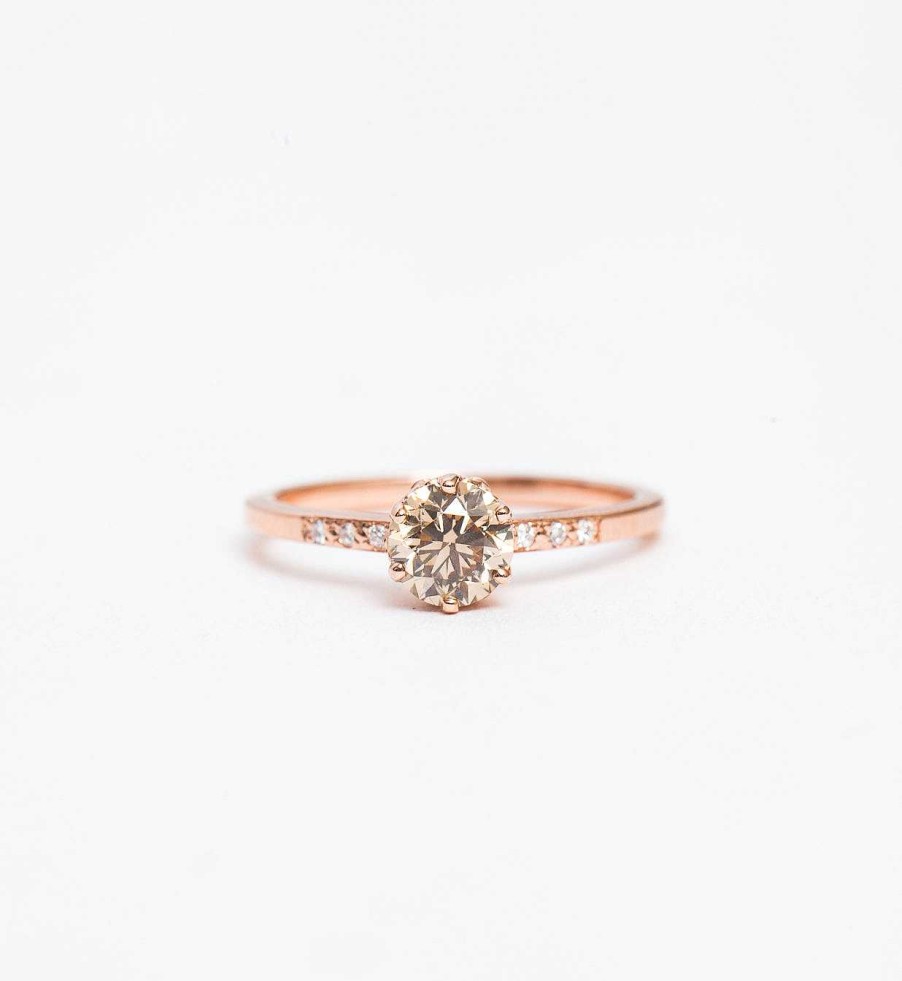 Rings Anna Sheffield | Medium Champagne Diamond Hazeline Solitaire