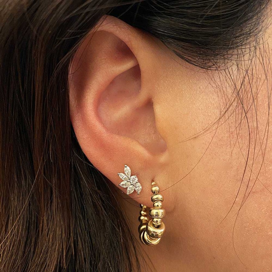 Earrings Adina Reyter | Grace Half Flower Marquise Studs