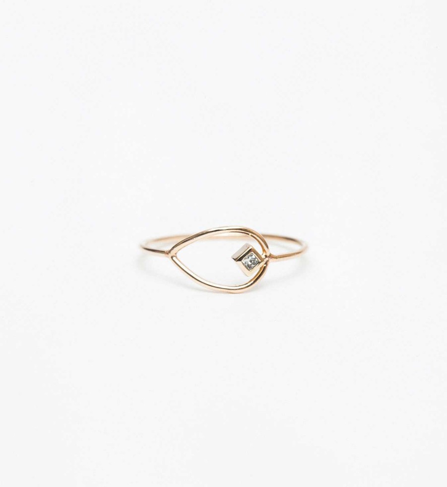 Rings Zoe Chicco | Horizontal Open Tear Princess Diamond Ring