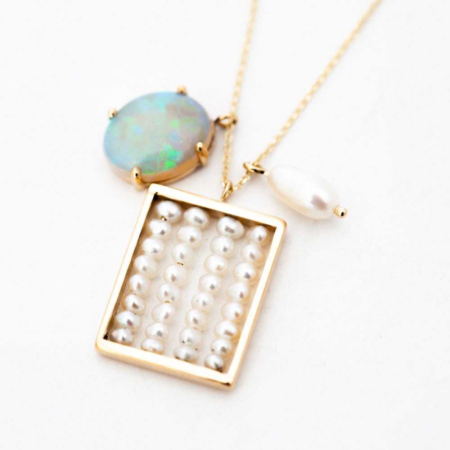 Necklaces And Pendants WWAKE | Pearl And Opal Charm Necklace