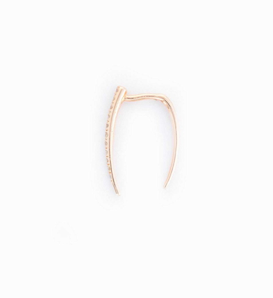 Earrings Gabriela Artigas | Rose Gold/White Diamond Pav Infinite Tusk Single Earring