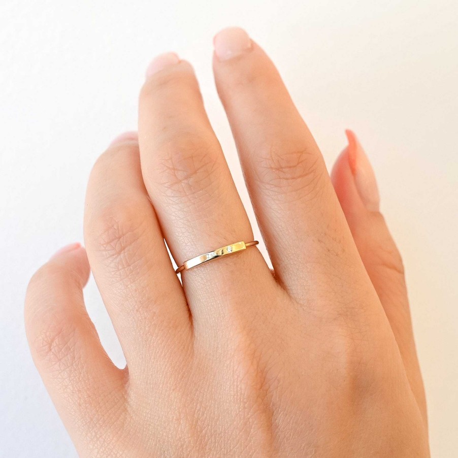 Rings Zoe Chicco | Horizontal Diamond Bar Ring