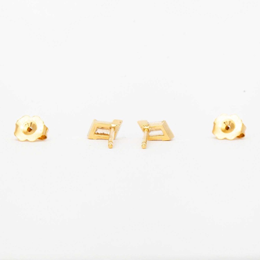 Earrings The Future Fine | 0.45 Ctw Rhombus Diamond Temple Half-Bezel Studs