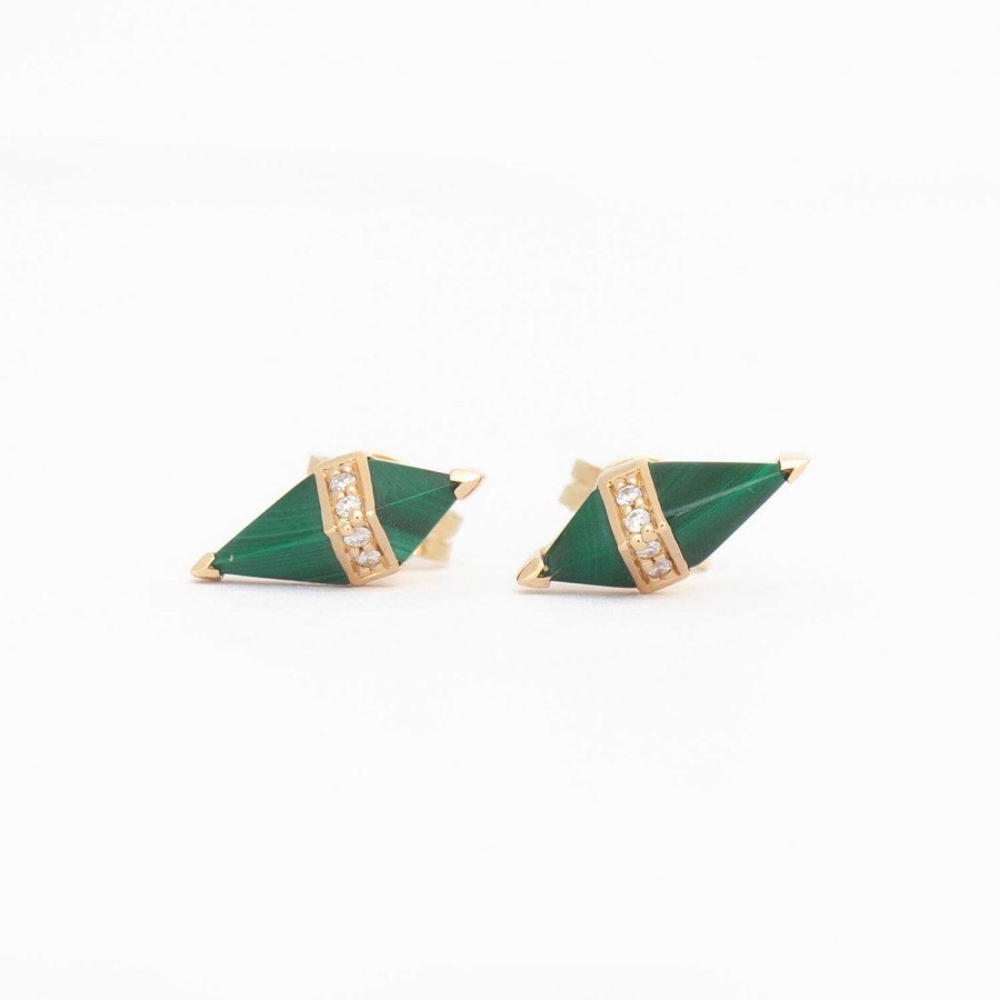 Earrings Sorellina | Malachite & Diamond Pietra Studs