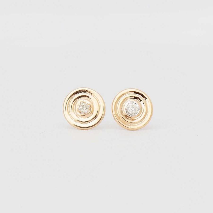 Earrings Adina Reyter | Groovy Single Diamond Disc Studs