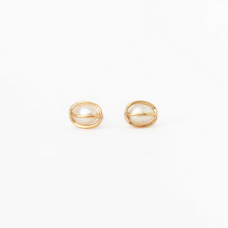 Earrings WWAKE | Caged Pearl Studs