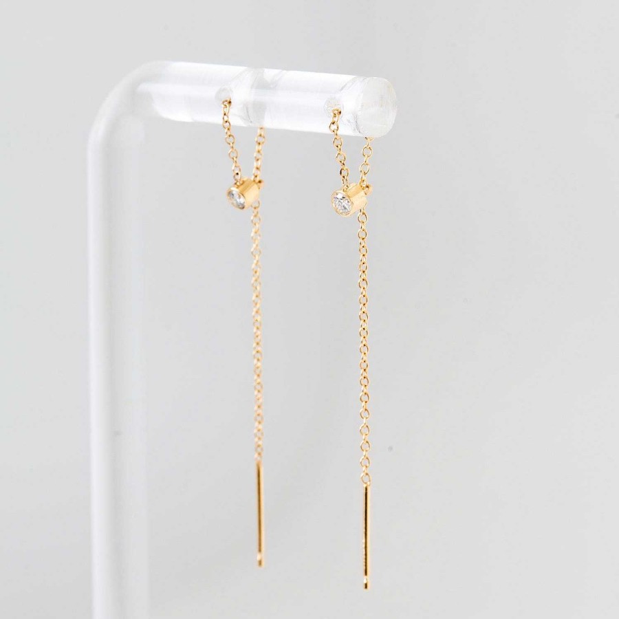 Earrings Zoe Chicco | Diamond Bezel Loop Threader Earrings