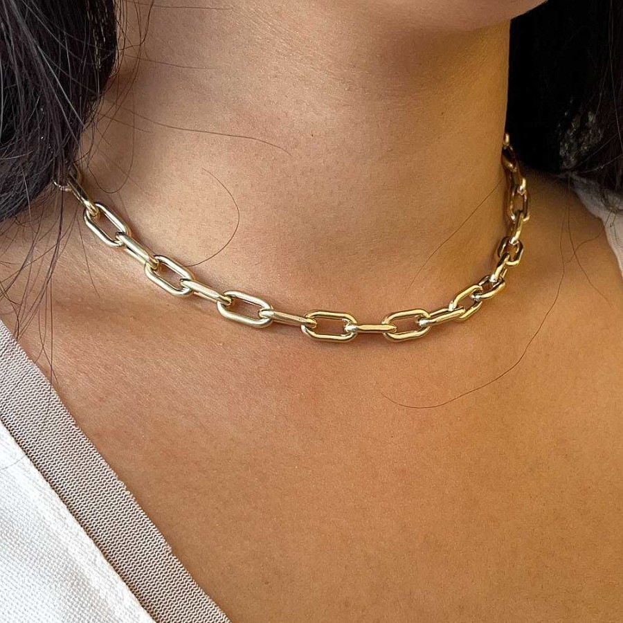 Necklaces And Pendants Adina Reyter | 7Mm Italian Chain Link Necklace