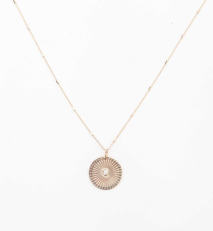 Necklaces And Pendants Zoe Chicco | Small Sunbeam Medallion Necklace