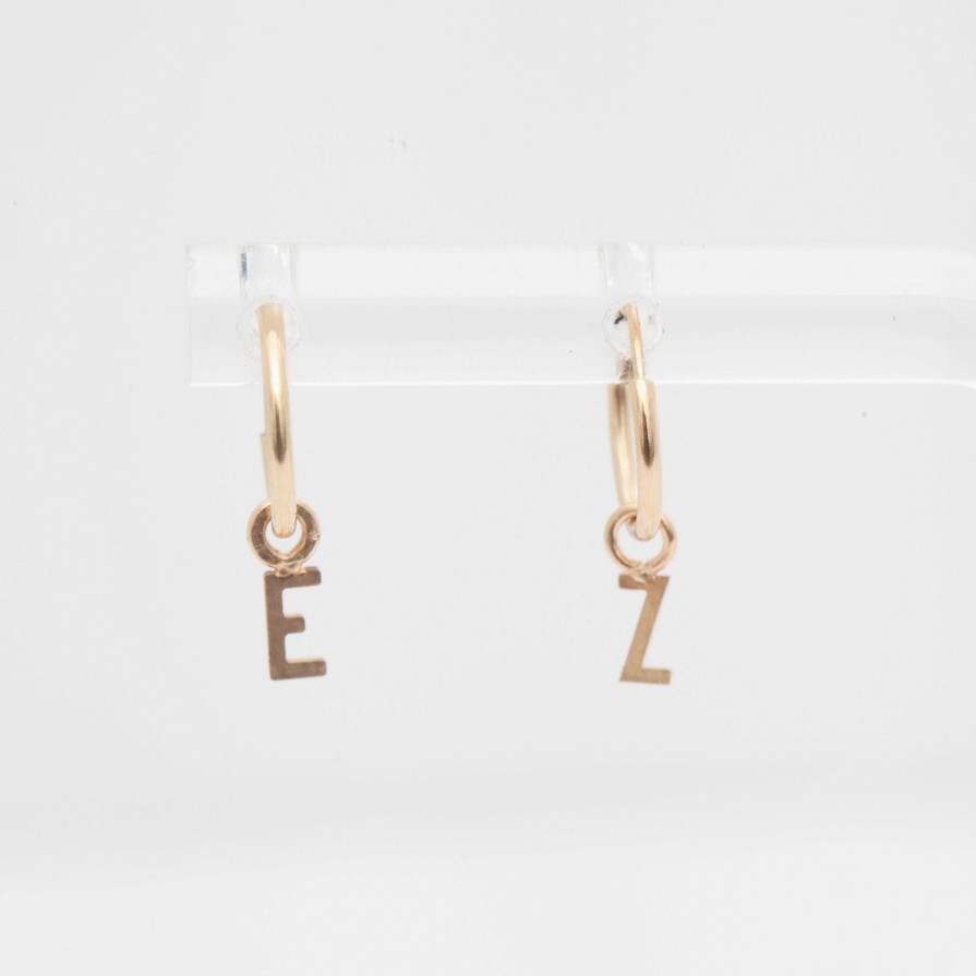 Earrings Gabriela Artigas | Tiny Initial Charm Hoop Earring