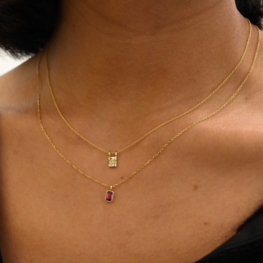 Necklaces And Pendants Jennie Kwon | Emerald Cut Ruby Wisp Necklace