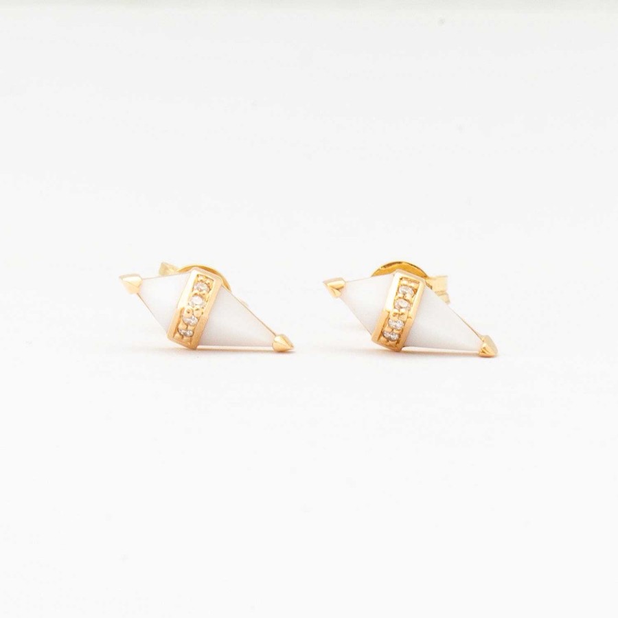 Earrings Sorellina | White Onyx & Diamond Pietra Studs