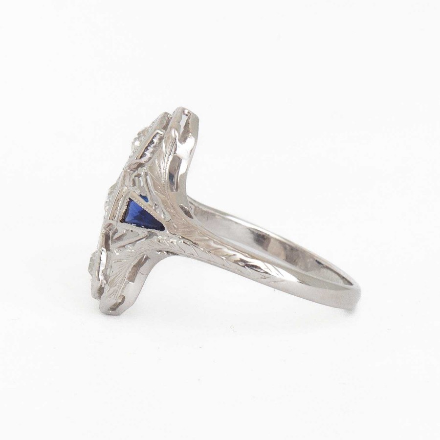 Rings Estate Jewelry | Diamond & Sapphire Dinner Ring