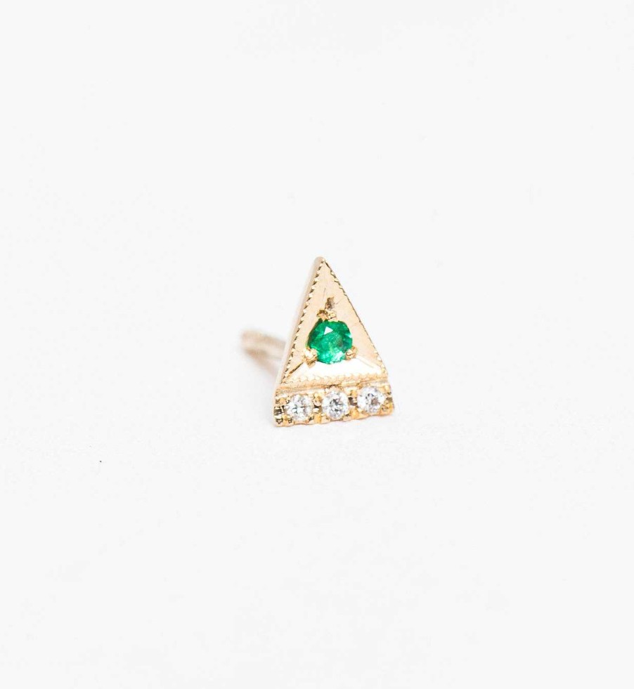 Earrings Jennie Kwon | Emerald Deco Point Triangle Stud