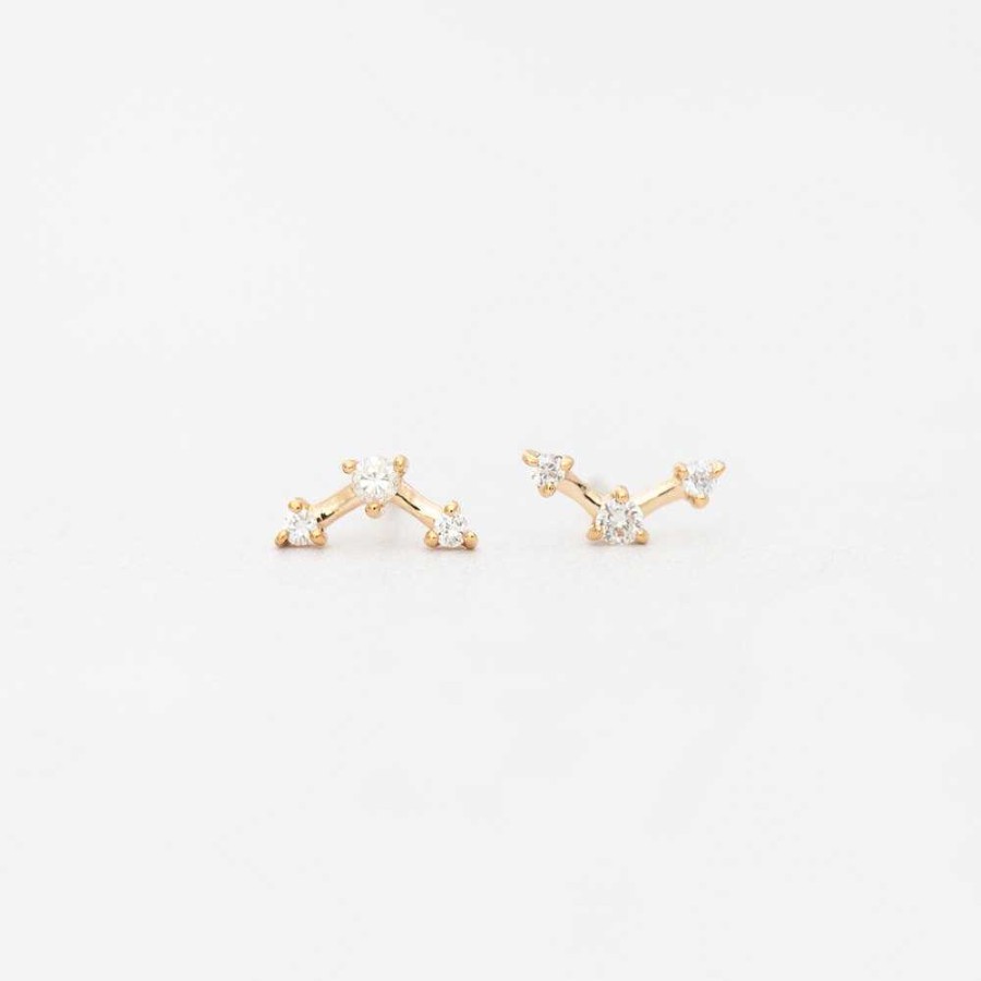 Earrings WWAKE | Mini Three-Step Point White Diamond Earrings